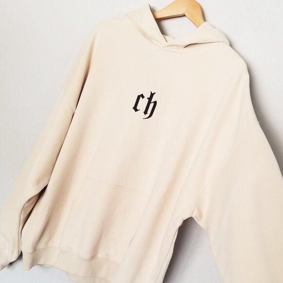 NEW Chinism Unisex Hoodie Sweatshirt L Beige CH Cozy Oversize Baggy SOFT $115 - Picture 11 of 16